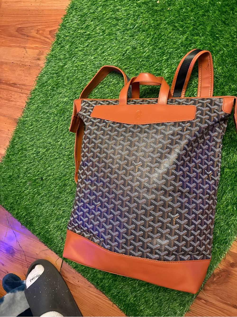 Luxury Brown Patterned Men's Backpack Tote